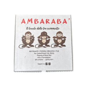 BOX PIZZA PERSONALIZZATO STAMPA DIGITALE 33×33 ” AMBARABA’ “