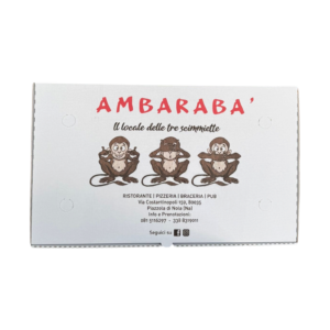 BOX PIZZA PERSONALIZZATO STAMPA DIGITALE 34×56 ” AMBARABA’ “